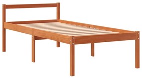 Cama para idosos 75x190 cm madeira pinho maciça castanho cera