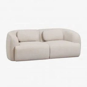 Sofá Modular De 2 Peças Em Chenille Coquette Chenille Bege Creme - Sklum