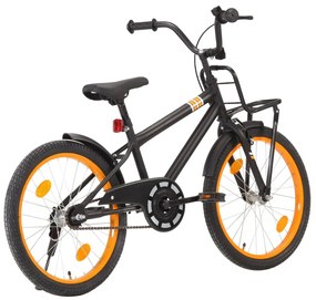 92192 vidaXL Bicicleta criança c/ plataforma frontal roda 20" preto/laranja