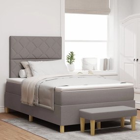 Cama Box com Colchão e Banco Taupe 120x190 cm Tecido