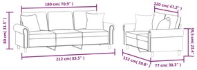 2 pcs conjunto de sofás com almofadas veludo cinzento-escuro