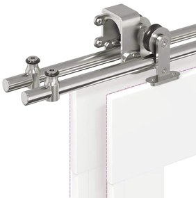 Kit ferragens p/ porta deslizante 366cm aço inoxidável prateado