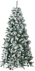 HOMCOM Árvore de Natal Artificial Altura 180 cm Árvore Nevada com 695 Ramos 57 Pinhas e Base de Aço Dobrável Ø104x180 cm Verde