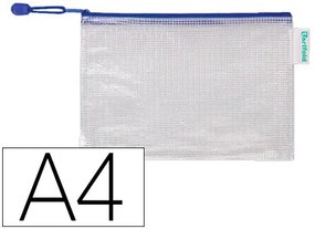 Bolsa Multiusos Tarifold Pvc Din A4 Abertura Superior com Fecho Porta Esferográfica e Correia Azul Pack de 8 Unidades