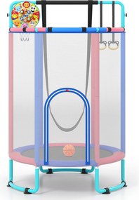 Trampolim Infantil 6 em 1, 140 x 140 x 214 cm, com Rede de Segurança, Azul