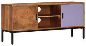 Móvel TV 110x30x50 madeira acácia maciça castanho mel e cinza