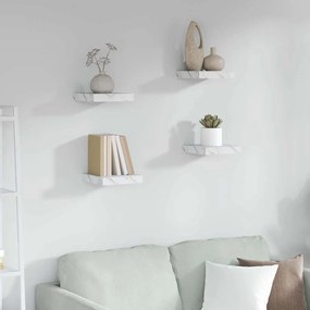 vidaXL Prateleira de Parede 4 pcs Mármore Branco 23 x 23,5 x 4 cm