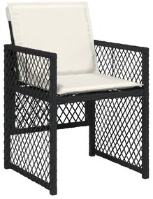 Conjunto de Jantar de Jardim vidaXL com 5 Peças e Almofadas Preto Ratt