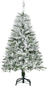 HOMCOM Árvore de Natal Artificial 120 cm com Neve Ignífugo com 200 Ramos Folhas de PVC Abertura Automática Base Dobrável Verde