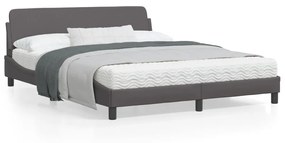 vidaXL Estrutura cama c/ cabeceira couro artificial 160x200cm cinzento
