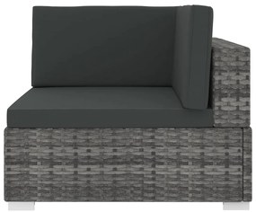 Cadeira de canto seccional c/ almofadões 1 pc vime PE cinzento