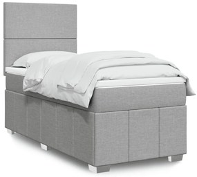 Cama com molas/colchão 100x200 cm tecido cinzento-claro