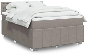 vidaXL Cama com molas/colchão 140x190 cm tecido castanho-acinzentado