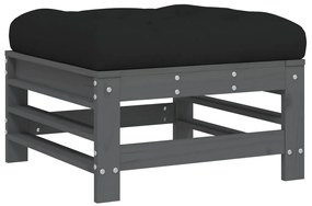 Apoios de pés p/ jardim c/ almofadões 2 pcs pinho maciço cinza