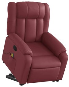 Poltrona massagens reclinável couro artificial vermelho tinto