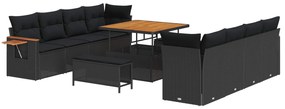 vidaXL Conjunto de Sofá de Jardim com almofada Manual 11 pcs Preto