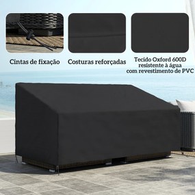 Capa Protetora para Móveis de Jardim 218x111x63-101 cm Cobertura de Móveis de Tecido Oxford 600D Impermeável para Sofás Bancos