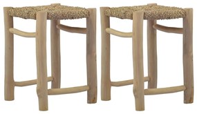 281635 vidaXL Bancos 2 pcs erva marinha castanho