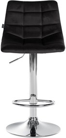 Banco de bar Jerry em veludo com estrutura cromada 87-108,5 x 43 x 46,5 cm Preto