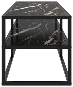 Móvel de TV 120x40x40 cm vidro mármore preto