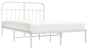 Estrutura de cama com cabeceira 140x190 cm metal branco