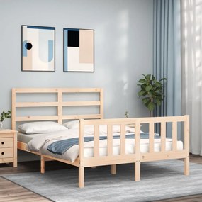 vidaXL Estrutura de cama de casal c/ cabeceira madeira maciça