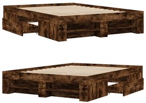 Estrutura de cama 135x190 cm derivados madeira carvalho fumado