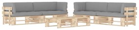 vidaXL 6 pcs conj. lounge paletes c/ almofadões pinho impregnado