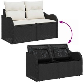 Conjunto de Sofá de Jardim de 8 Peças com Almofadas Pretas em Rattan S