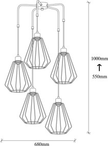 Candeeiro de Teto Kese – Preto – Diâmetro 68 cm