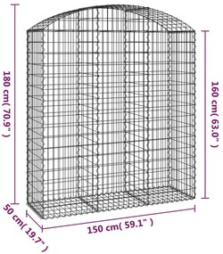Cesto gabião arqueado 150x50x160/180 cm ferro galvanizado