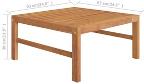 4 pcs conj. lounge jardim c/ almofadões cor creme teca maciça