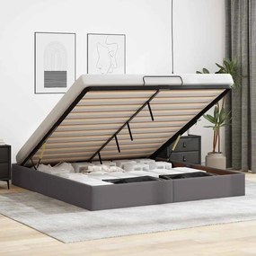 Estrutura de cama otomana sem colchão 160x200 cm cinzento