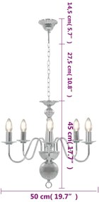 Lustre de 5 lâmpadas E14 prateado