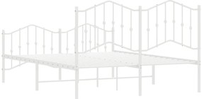 Estrutura de cama com cabeceira e pés 140x190 cm metal branco