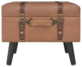 Banco de arrumação 40 cm couro artificial castanho
