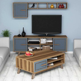 Conjunto de Mobiliário de Sala Ayla – Nogueira Azul – TV: 160x56,2x35