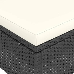 4 pcs conjunto de cadeiras e bancos de jardim vime PE preto