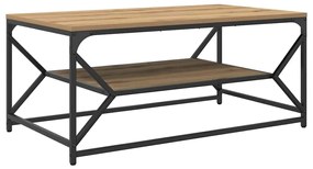 Mesa de Centro vidaXL com Prateleira em Carvalho Artesanal 90x50x40 cm