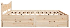 Estrutura de cama c/ gavetas 200x200 cm madeira de pinho maciça