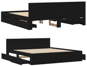 Estrutura cama c/ cabeceira sem colchão 200x200 cm preto