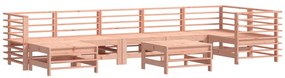 8 pcs conj. lounge jardim c/ almofadões madeira douglas maciça