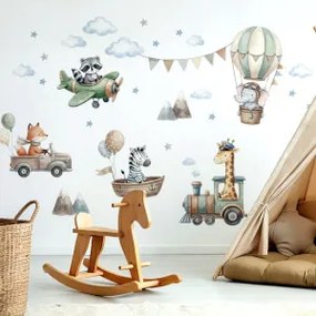 Autocolantes de parede para o quarto das crianças - Animais viajantes