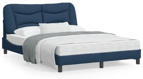 vidaXL Estrutura de cama com LED sem colchão 140x200 cm tecido azul