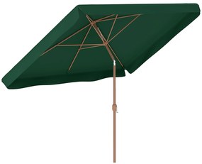 Outsunny Chapéu de Sol de Jardim 300x200 cm com Ângulo Ajustável Mastro de Alumínio Manivela e Proteção UV 50+ Verde
