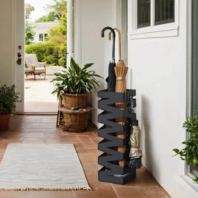 Suporte para guarda-chuvas quadrado 15,5 x 15,5 x 49 cm preto