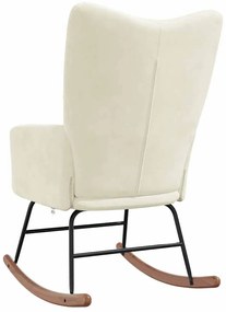 Cadeira de baloiço veludo branco nata