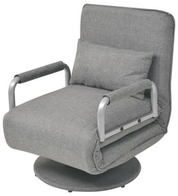 Cadeira giratória e sofá-cama tecido cinzento-claro