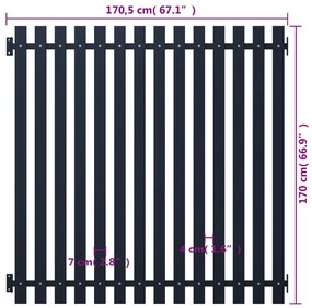 Cerca de jardim 170,5x170 cm aço revestido a pó antracite