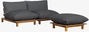 Sofá Reclinável Modular De 2 Peças Com Pufe Em Madeira De Acácia Brina Cinza Grafito - Sklum